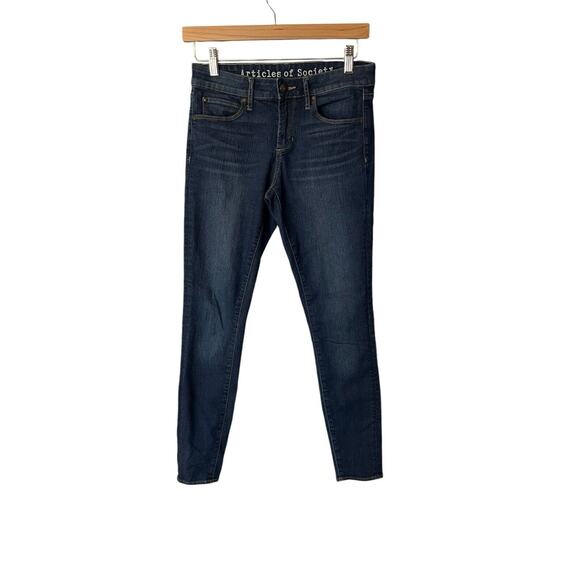Articles of Society Womens Size 26 Skinny Jean, Dark Wash, Logo, Pockets, Zipper - Picture 1 of 8